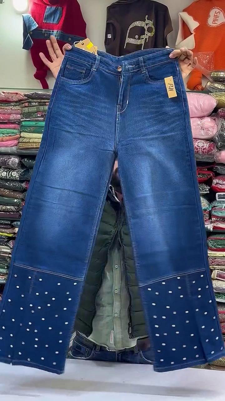 Women Wide Leg High-Rise Embroidered Jeans