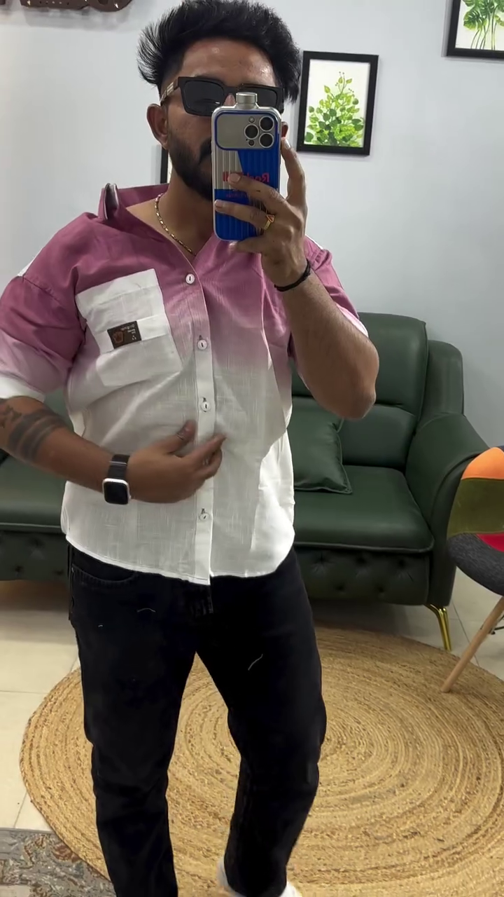 Spread-Collar Shirt with Patch Pocket