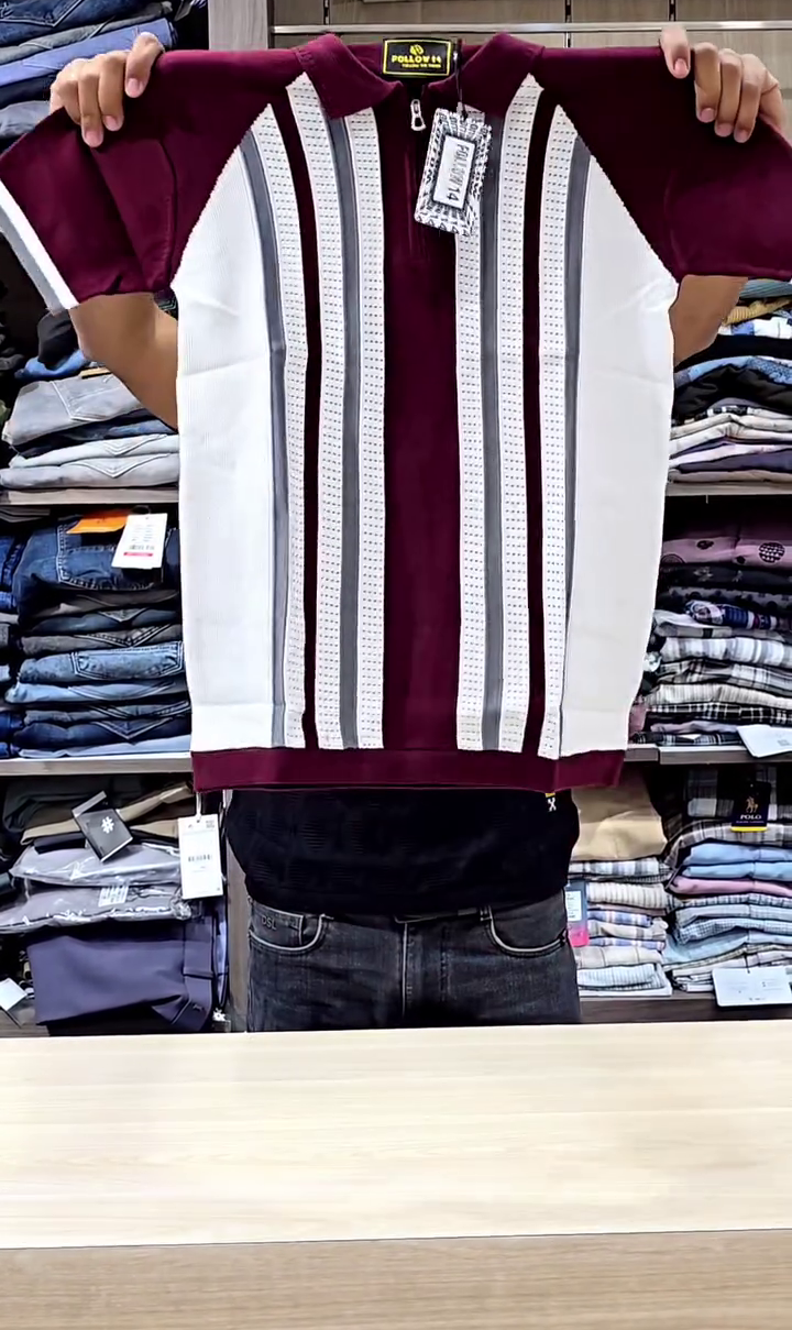 Marr Knitted Zipped Polo Shirt Navy