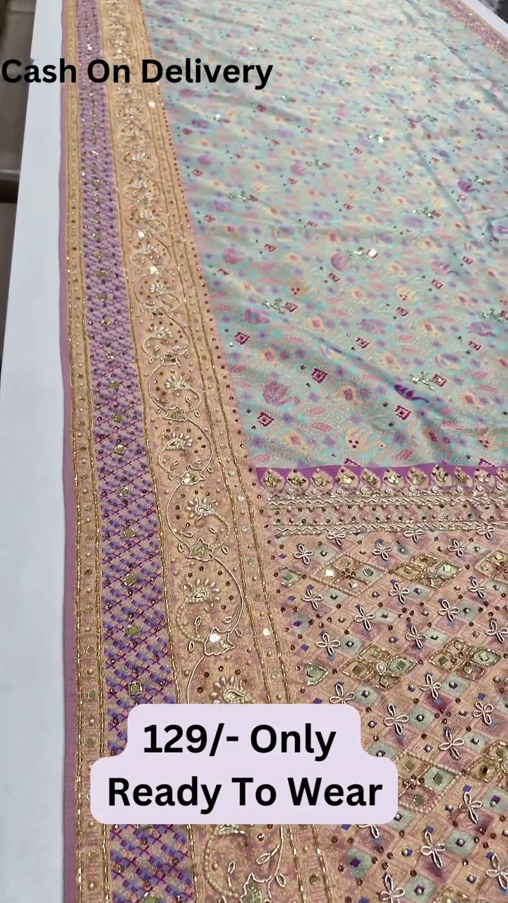 Classic Pretty Traditional Thread Embroidery With Top Notch Sequin Work On Georgette Fabric