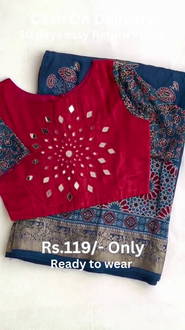 Women's Beautiful Georgette Mono Bengalori Silk Bandhani Heavy Work Border With Two Side Work Blouse