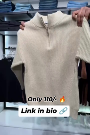 Cantabil Self Design Beige High Neck Full Sleeves Regular Fit Mens Casual Sweater