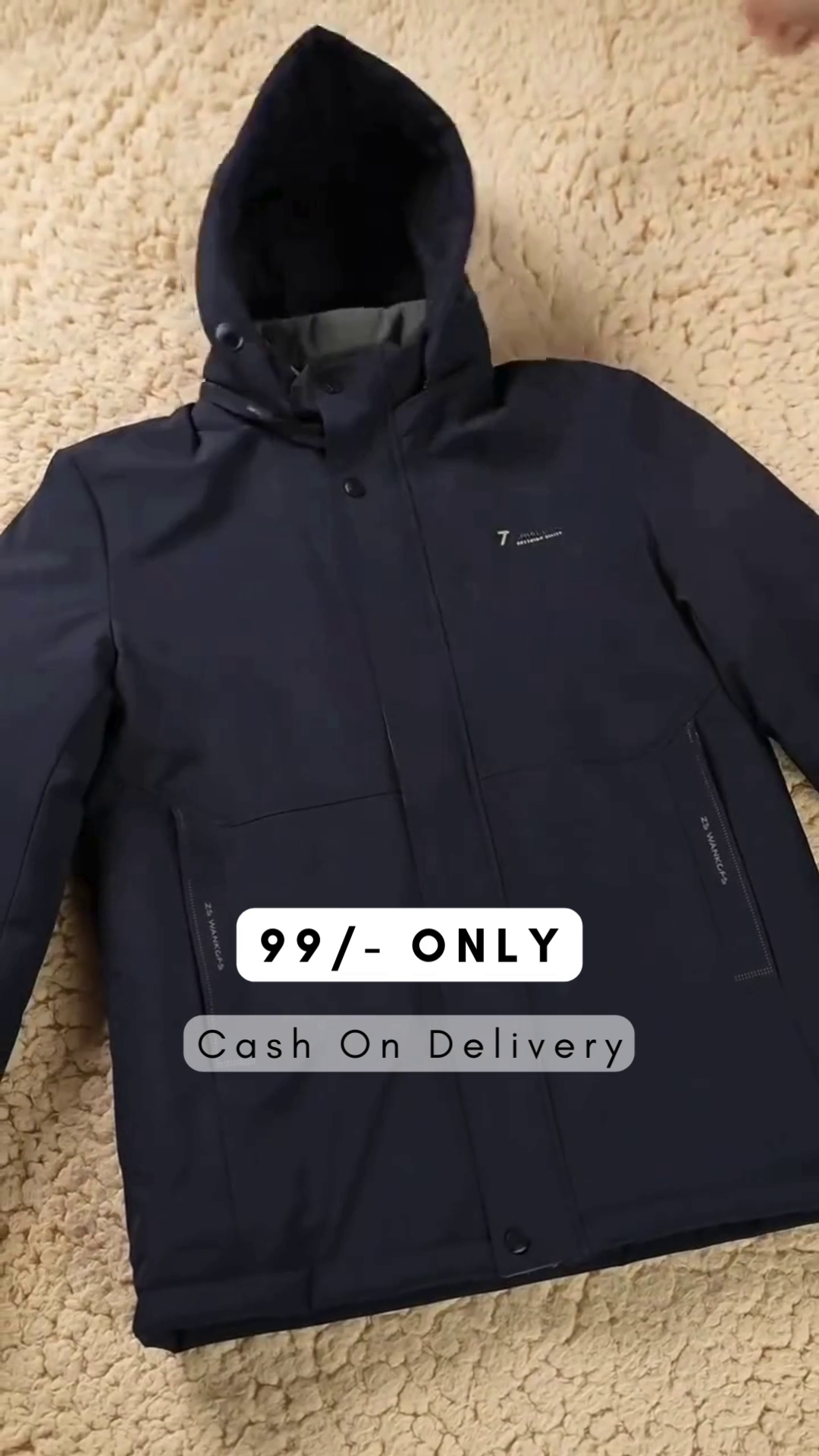 Men Navy Blue Active Solid Detachable hooded Padded Jacket