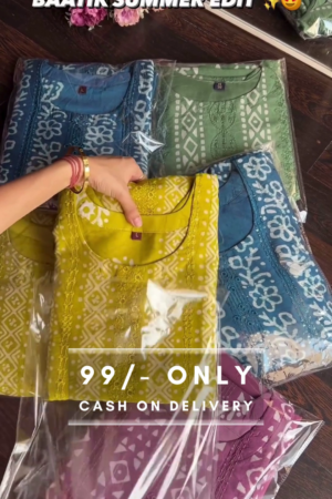 Women's Cotton Printed Straight Kurti Palazzo Pants Set