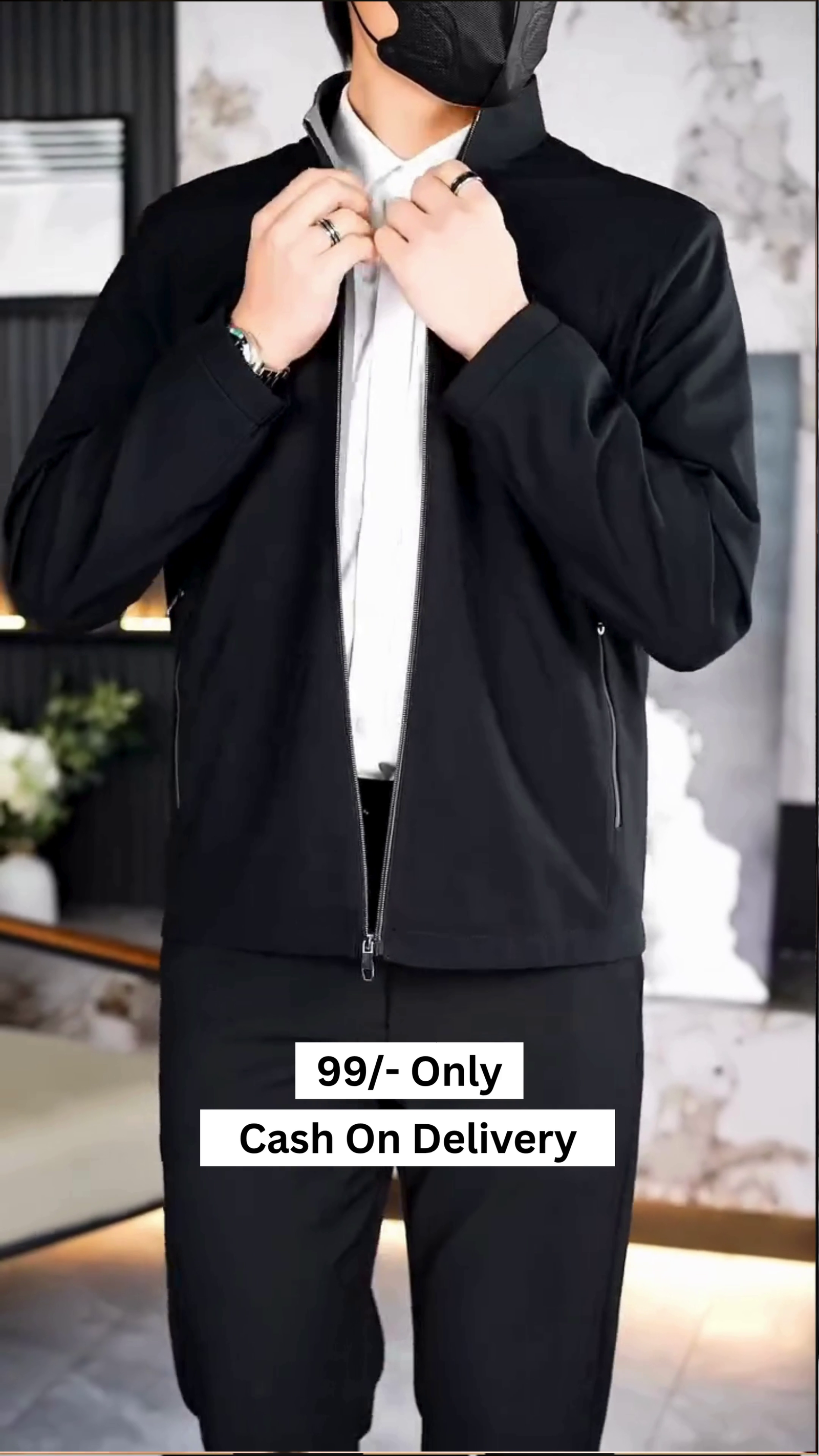 Men’s Standing Collar Zipper Casual Jacket, Men Lightweight Business Windbreaker, Stylish Work Coat - Image 6