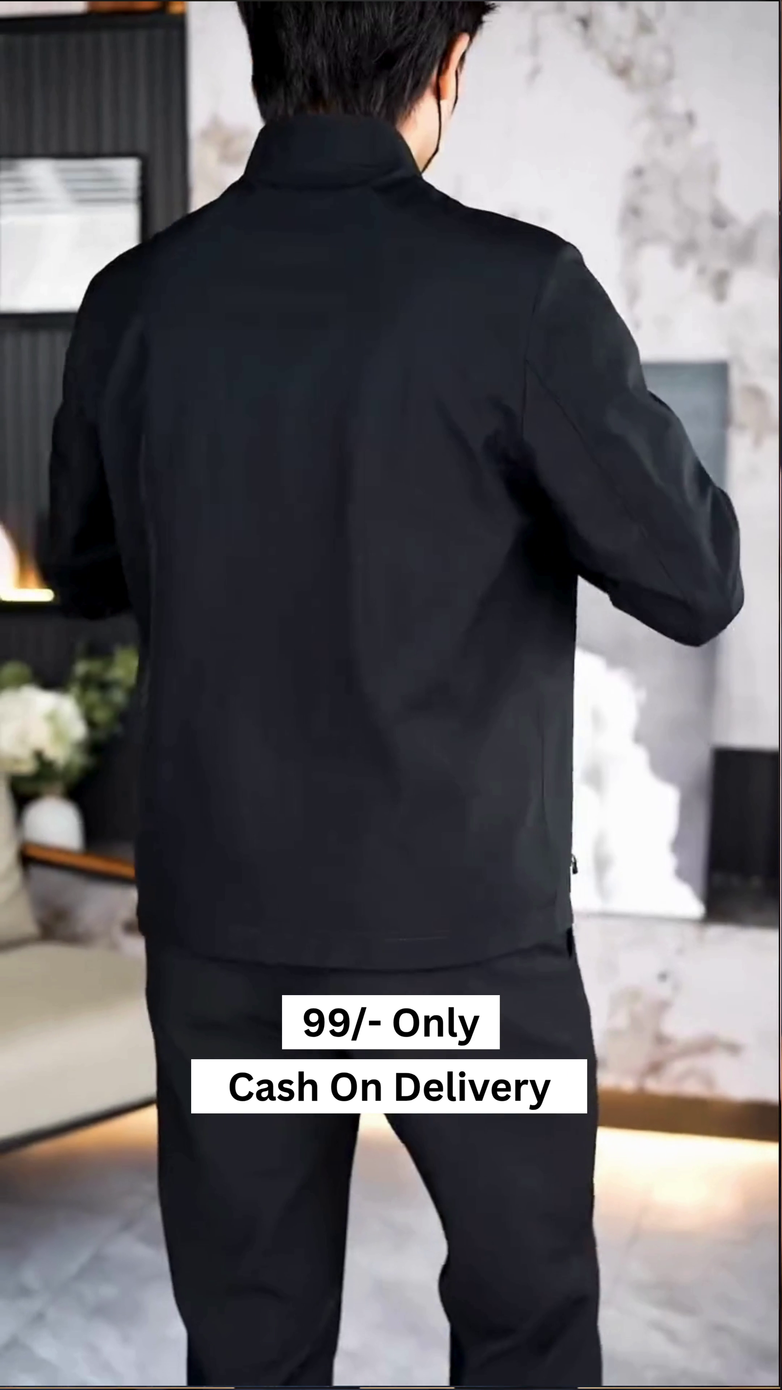 Men’s Standing Collar Zipper Casual Jacket, Men Lightweight Business Windbreaker, Stylish Work Coat - Image 3