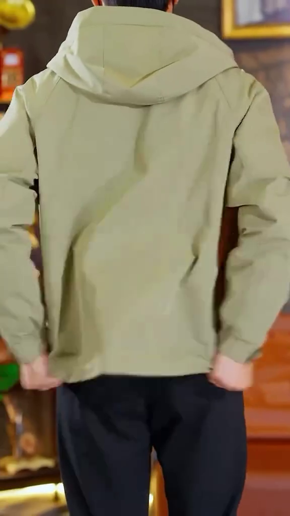 Men's Lightweight Waterproof Hooded Commuter Jacket (Black) - Image 3