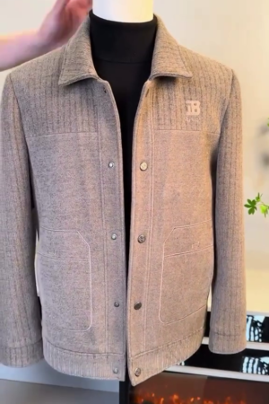 Men's Textured Knit Shirt Jacket / Shacket (Tan/Taupe)
