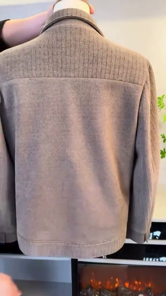 Men's Textured Knit Shirt Jacket / Shacket (Tan/Taupe) - Image 3