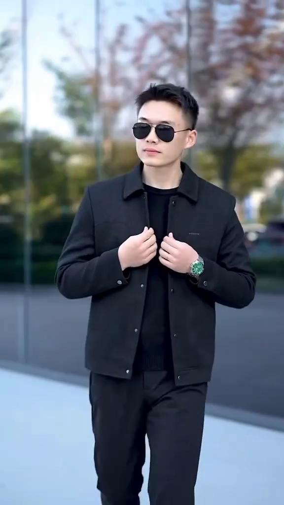 Men's Contrast Panel Racer Jacket (Grey & Black) with Embroidered Logo - Image 5