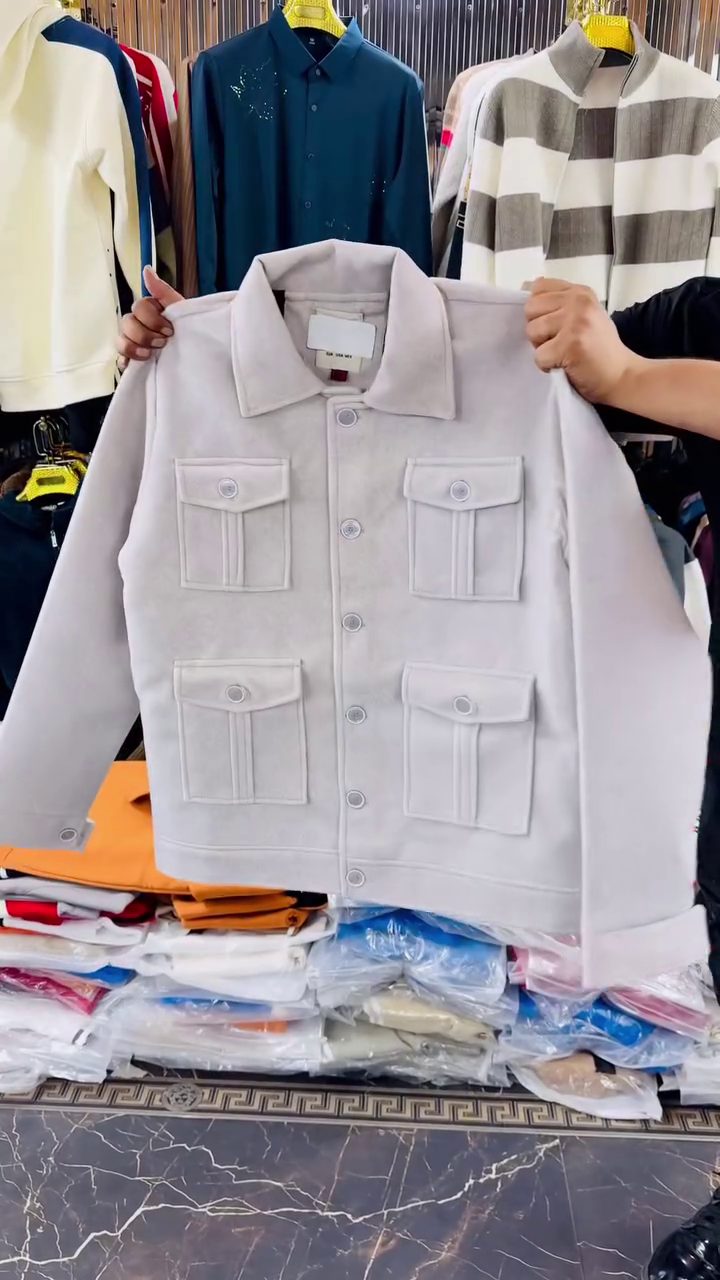 Men's Premium Suede-Look Four-Pocket Utility Jacket (Camel/Brown) - Image 6