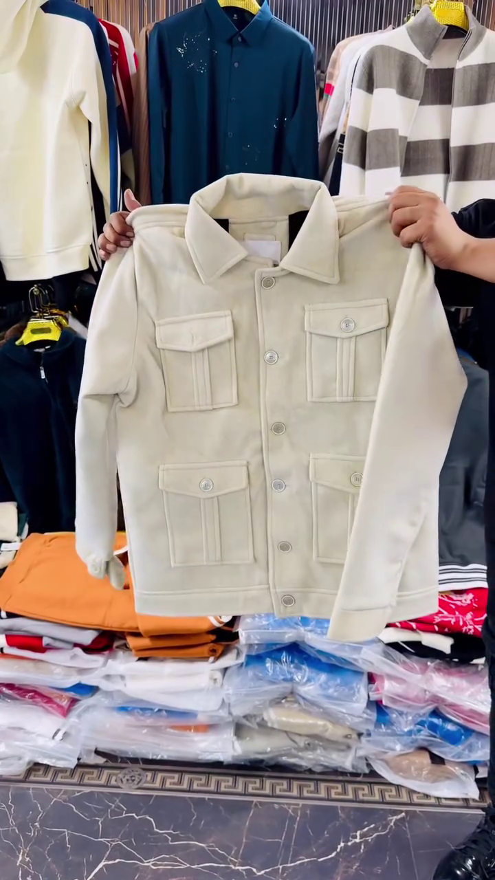 Men's Premium Suede-Look Four-Pocket Utility Jacket (Camel/Brown) - Image 3