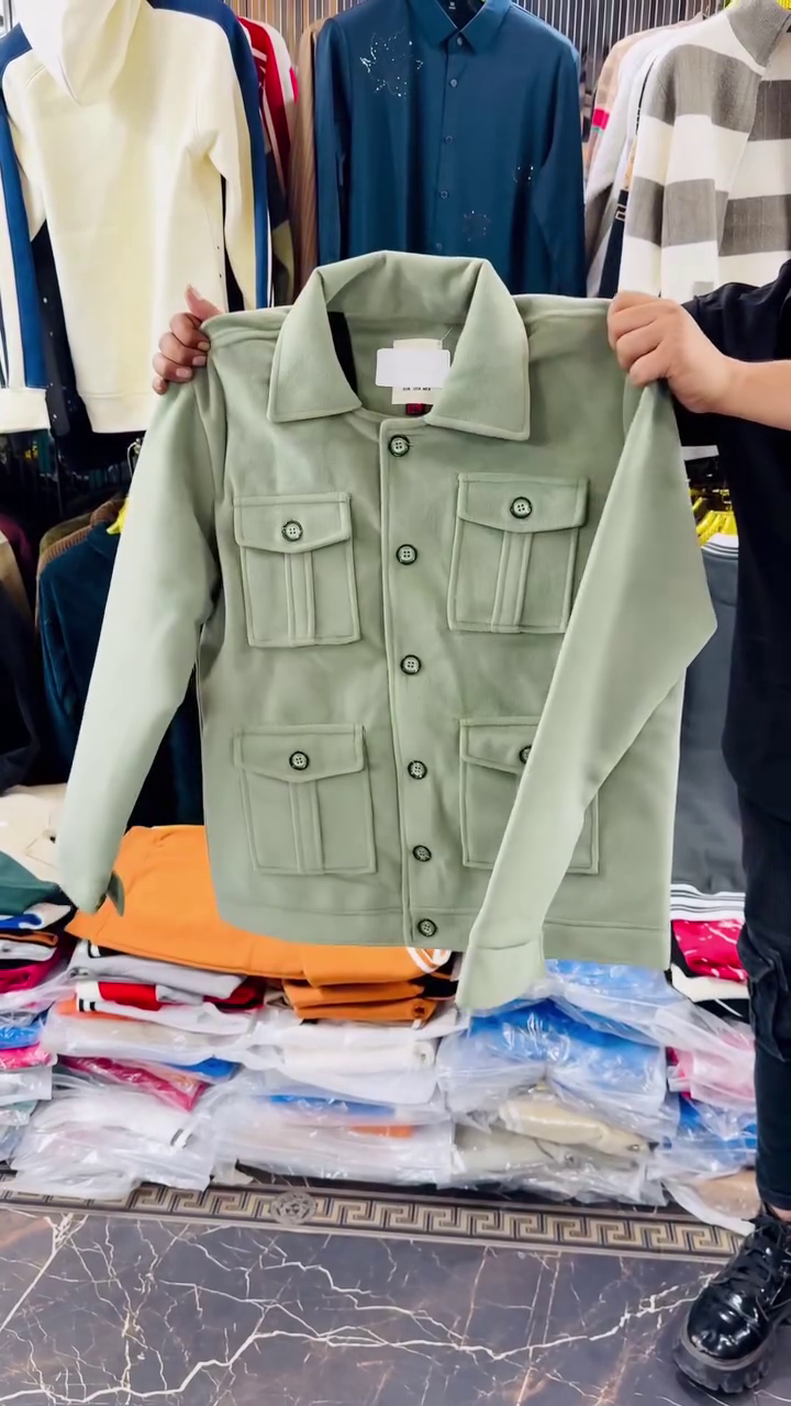 Men's Premium Suede-Look Four-Pocket Utility Jacket (Camel/Brown) - Image 2