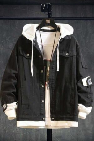 Pink Black Green Jeans Jacket Men Slim