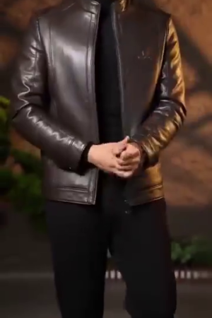 Mens Leather Jacket Autumn Winter Stand Collar Fleece PU Coats Thick Business Vintage Slim Fit Tops