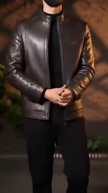 Mens Leather Jacket Autumn Winter Stand Collar Fleece PU Coats Thick Business Vintage Slim Fit Tops