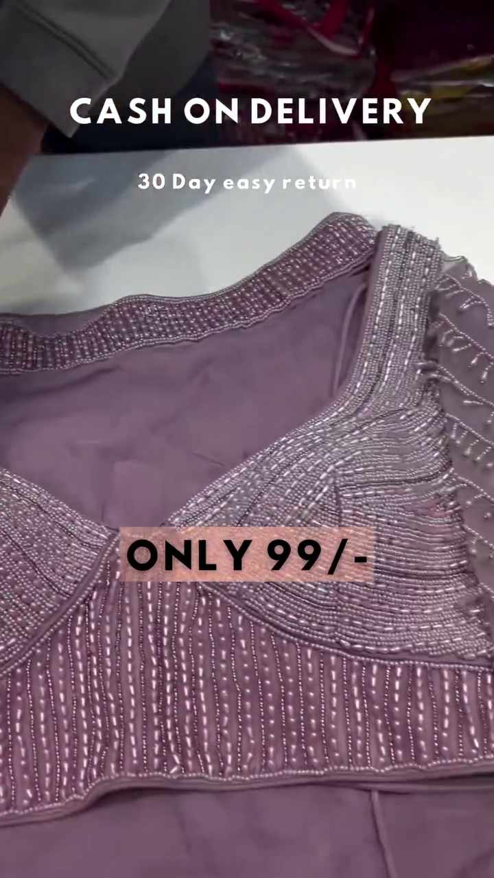 Peach Embroidered Net Semi Stitched Lehenga - Image 2