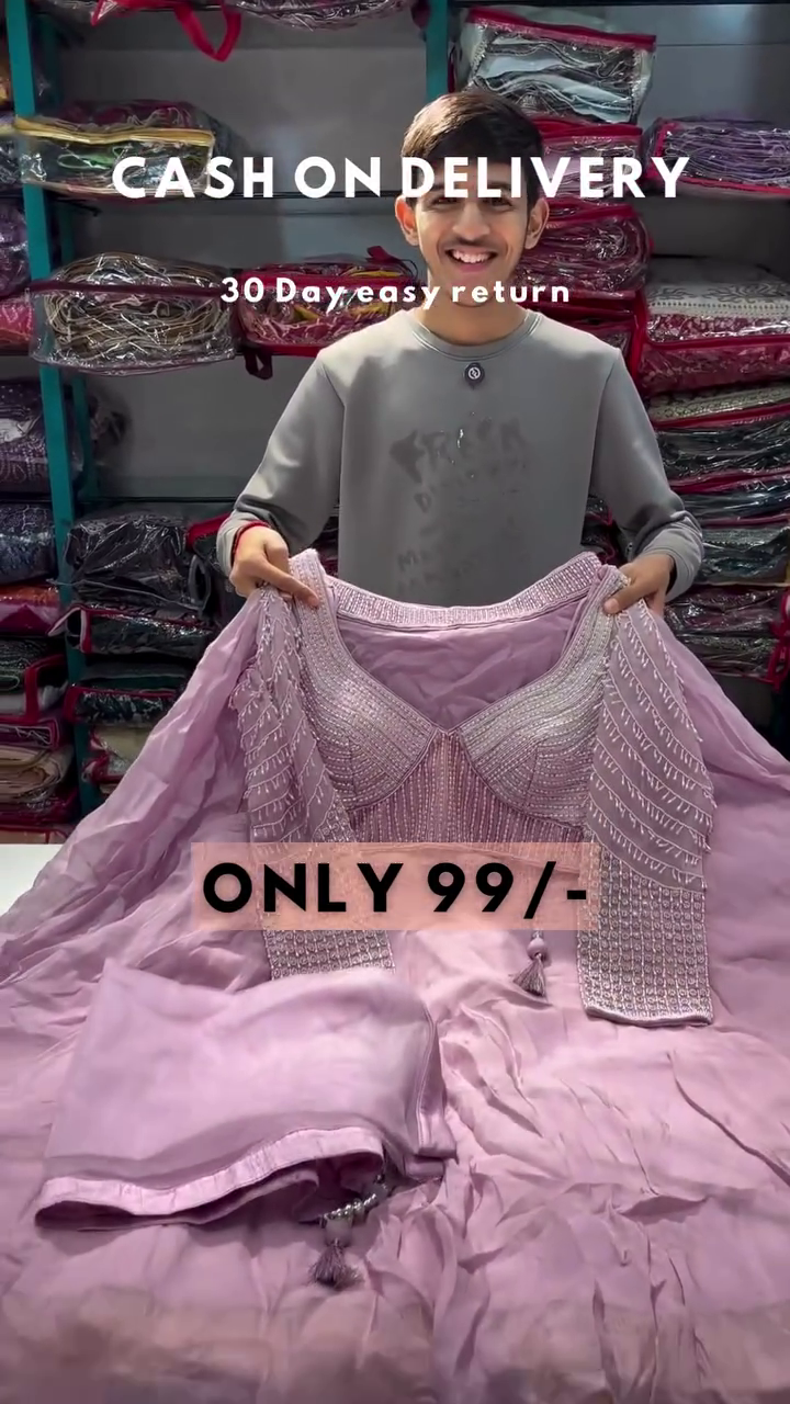 Peach Embroidered Net Semi Stitched Lehenga