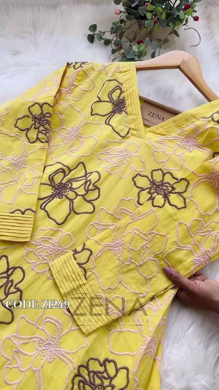 Pure Mul Cotton Embroidered Kurti Set - Image 11