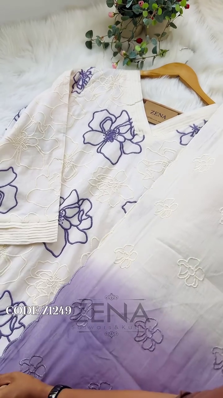 Pure Mul Cotton Embroidered Kurti Set - Image 7