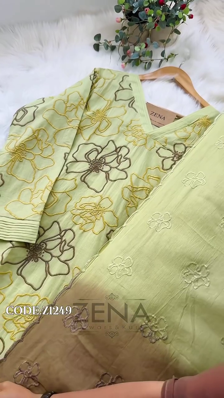 Pure Mul Cotton Embroidered Kurti Set - Image 6