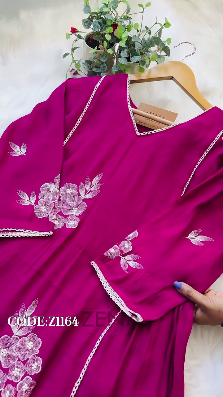 Party Wear Handwork A-Line Set – Top, Bottom & Dupatta - Image 9