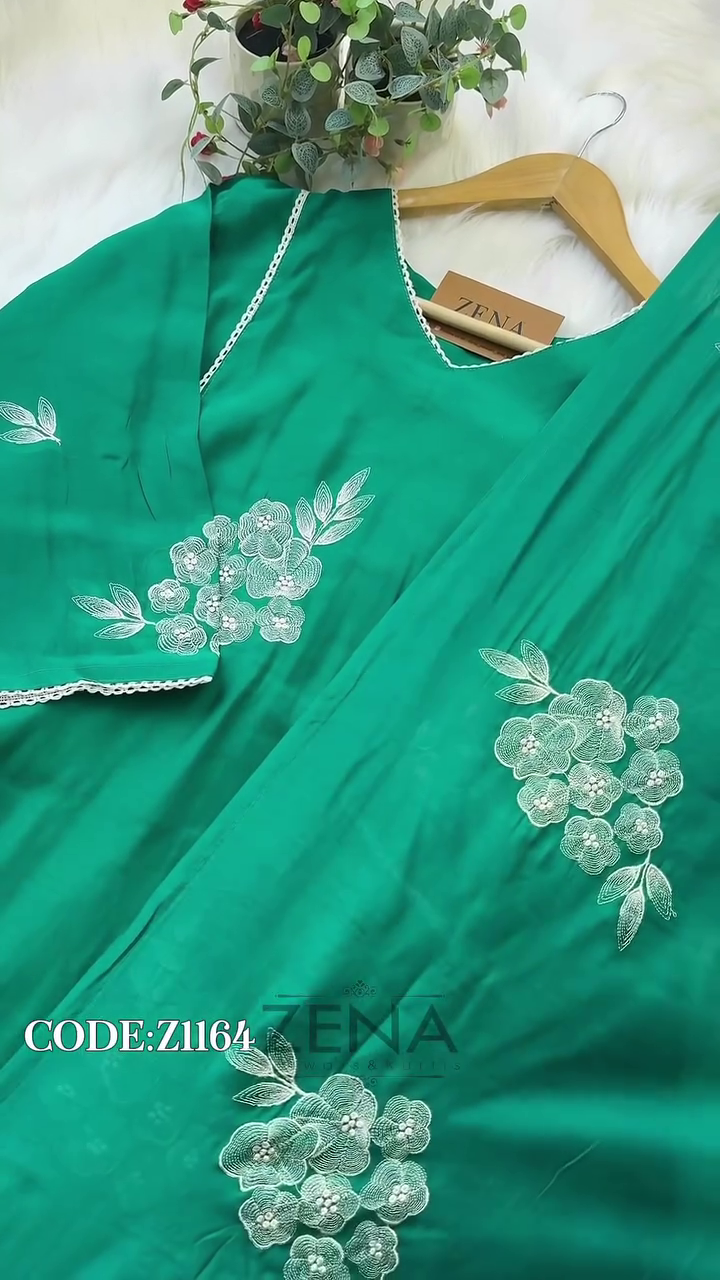 Party Wear Handwork A-Line Set – Top, Bottom & Dupatta - Image 5