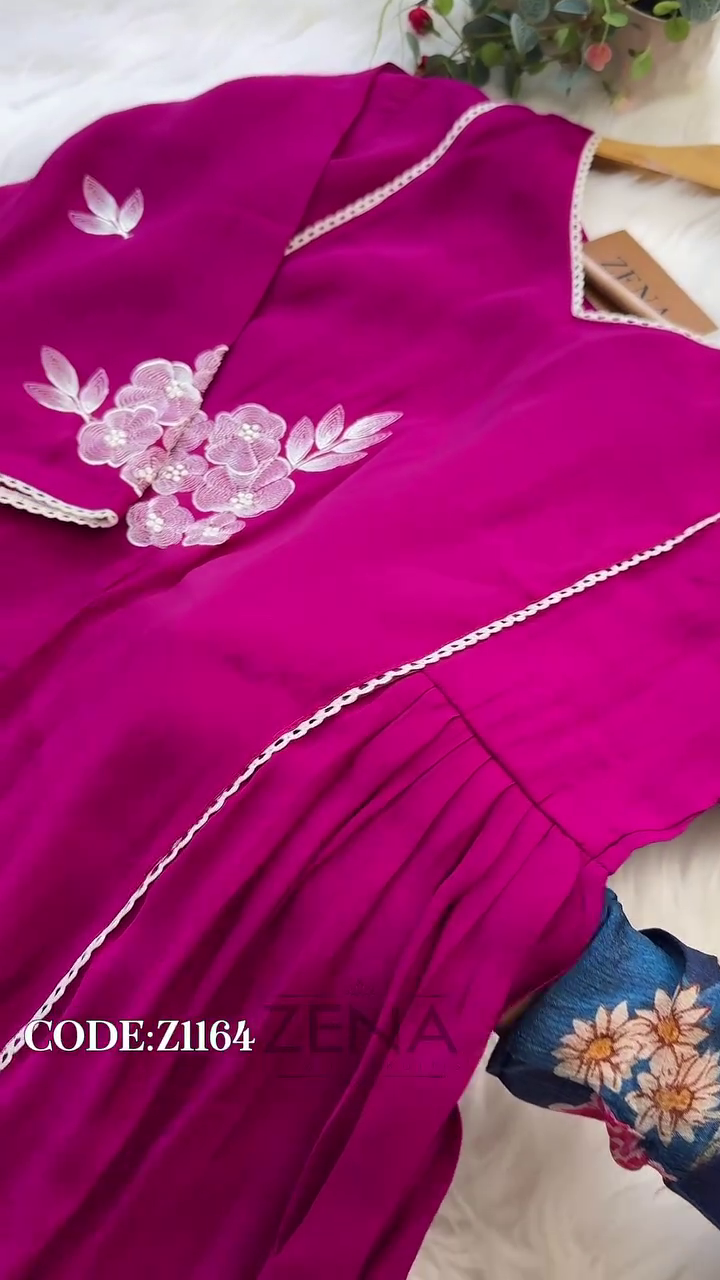 Party Wear Handwork A-Line Set – Top, Bottom & Dupatta - Image 4