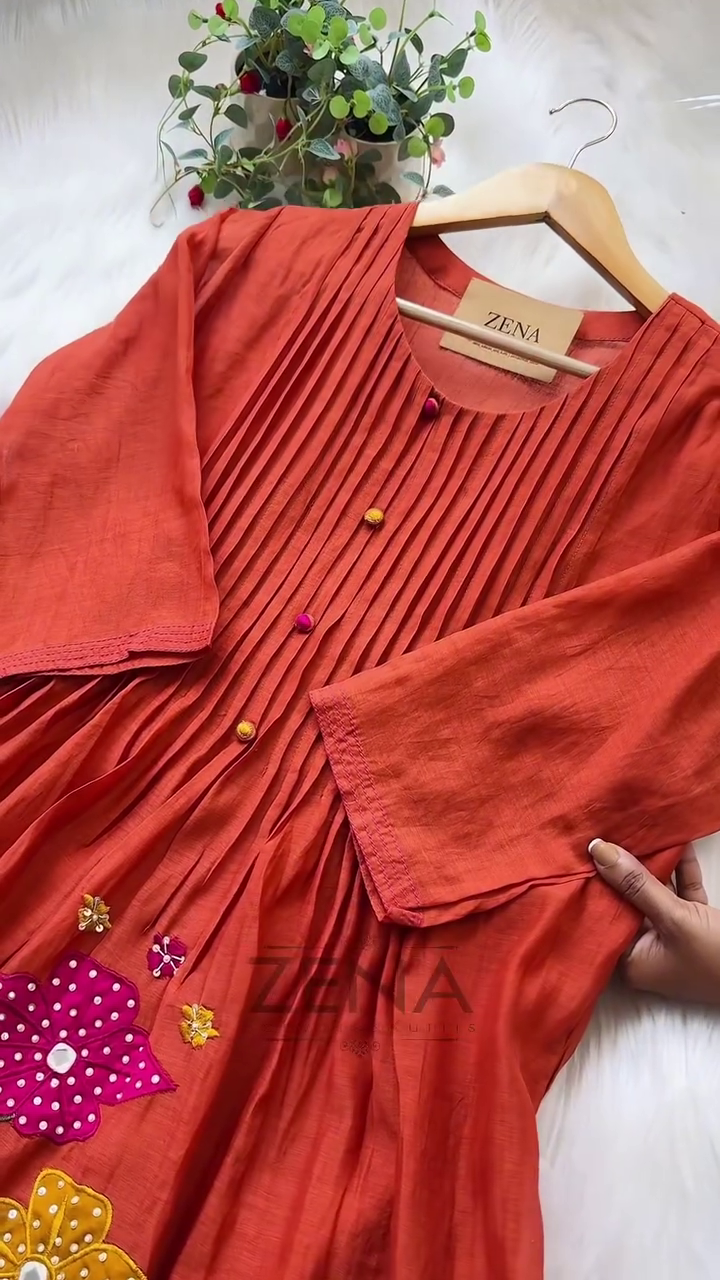 Premium Mul Chanderi Hand Work Anarkali Set – Timeless Festive Elegance - Image 9