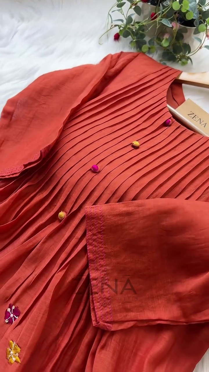 Premium Mul Chanderi Hand Work Anarkali Set – Timeless Festive Elegance - Image 7