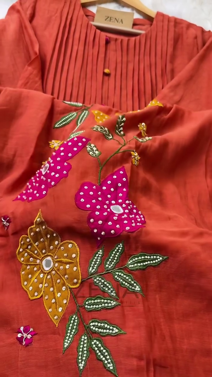 Premium Mul Chanderi Hand Work Anarkali Set – Timeless Festive Elegance - Image 6