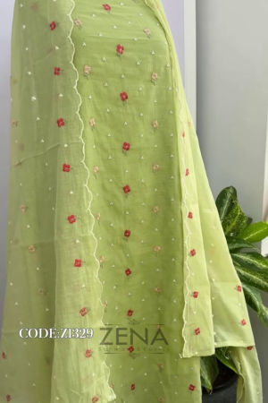 Signature Unstitched Suit 💛 Premium Mul Chanderi Embroidered Unstitched Suit – Redefining Ethnic Elegance