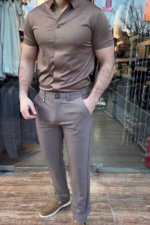 Men Solid Casual Brown Shirt