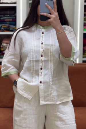 Umbrella Chikankari Kurti with White Floral Embroidery, Short Length, 3/4 Sleeves