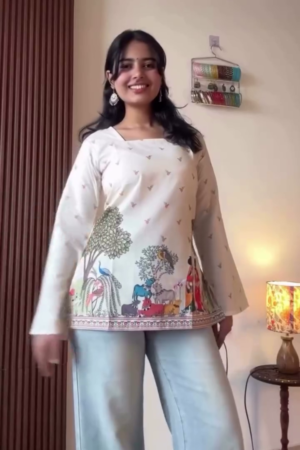 Printed Corset Back Short Kurti
