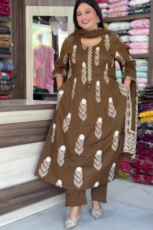 Women Ethnic Motifs Printed Regular Thread Work Pure Cotton Kurta with Palazzos & With Dupatta