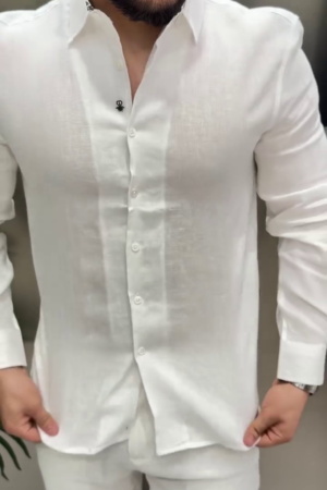 Men Lunet Slim Fit Classic Linen Shirt