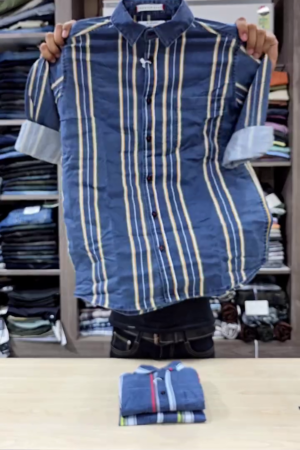 Pure Cotton Slim Fit Striped Casual Shirt