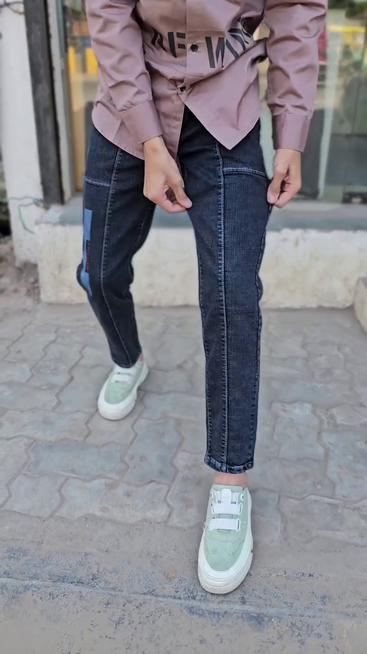 Blue Whiskering Washed Stretchable Cargo Denim - Image 3